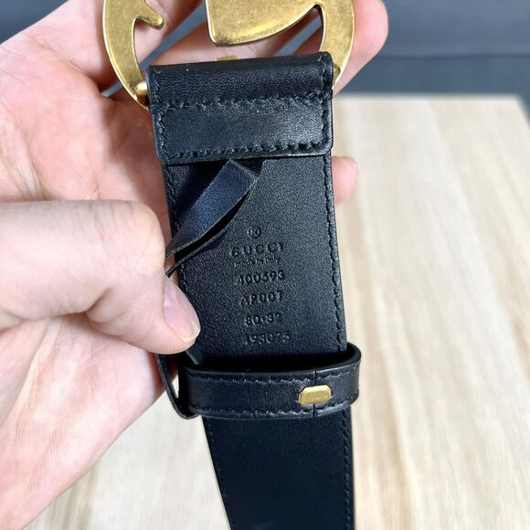 Authentic Gucci Marmont Belt Size 80/32 Black Leather Gold - Picture 7 of 7